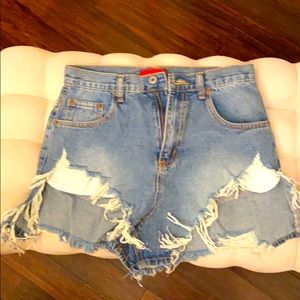 Signature 8 Destroyed Denim Shorts